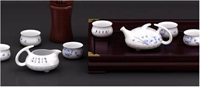國(guó)色天香（羊脂玉瓷青花茶具八件套）