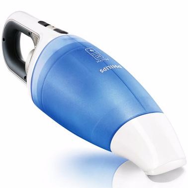 飛利浦（PHILIPS）吸塵器家用無(wú)線手持充電式吸塵機(jī)強(qiáng)力大功率小型靜音車載吸塵器 藍(lán)白色FC6142/01干濕兩用-無(wú)繩帶充電底座