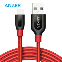 Anker安克 Micro USB安卓接口可拉車手機(jī)數(shù)據(jù)線/充電線 0.9米紅色盒裝
