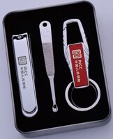 平面大號(hào)指甲剪鑰匙扣耳勺3件套鐵盒裝